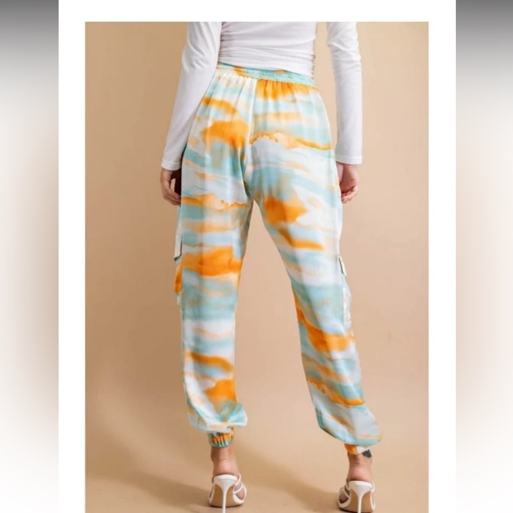 Soft Satin Tie-Dye Print Jogger small NWT